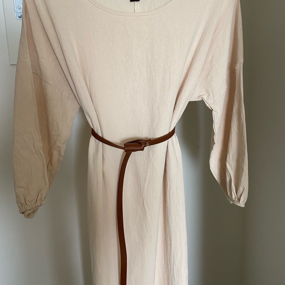 NWOT long sleeve maxi dress in beige